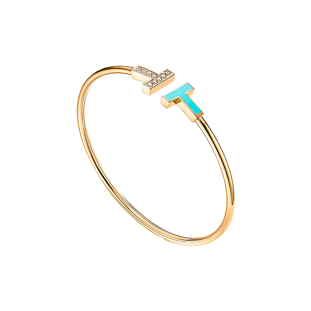 Tiffany T Brazalete Wire Yellow Gold, Turquoise & Diamonds