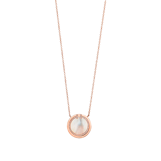 Tiffany T Colgante Circle Rose Gold & Diamonds