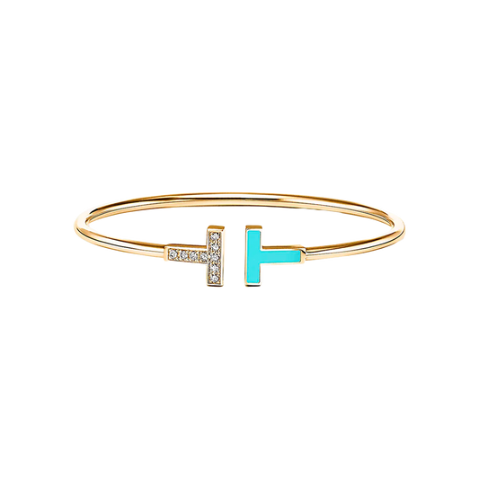 Tiffany T Brazalete Wire Yellow Gold, Turquoise & Diamonds