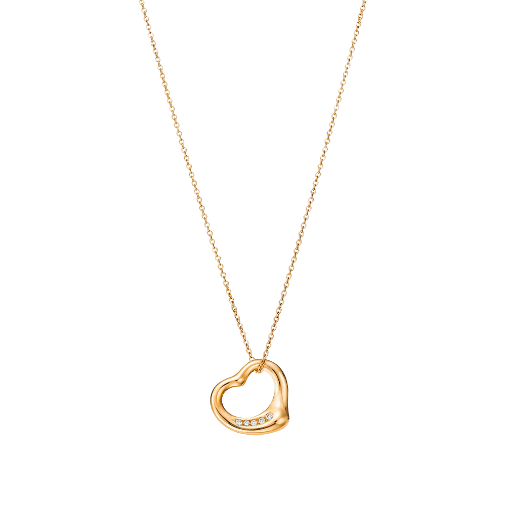 Elsa Peretti Colgante Open Heart 16mm Yellow Gold & Diamonds