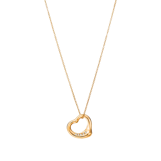 Elsa Peretti Colgante Open Heart 16mm Yellow Gold & Diamonds