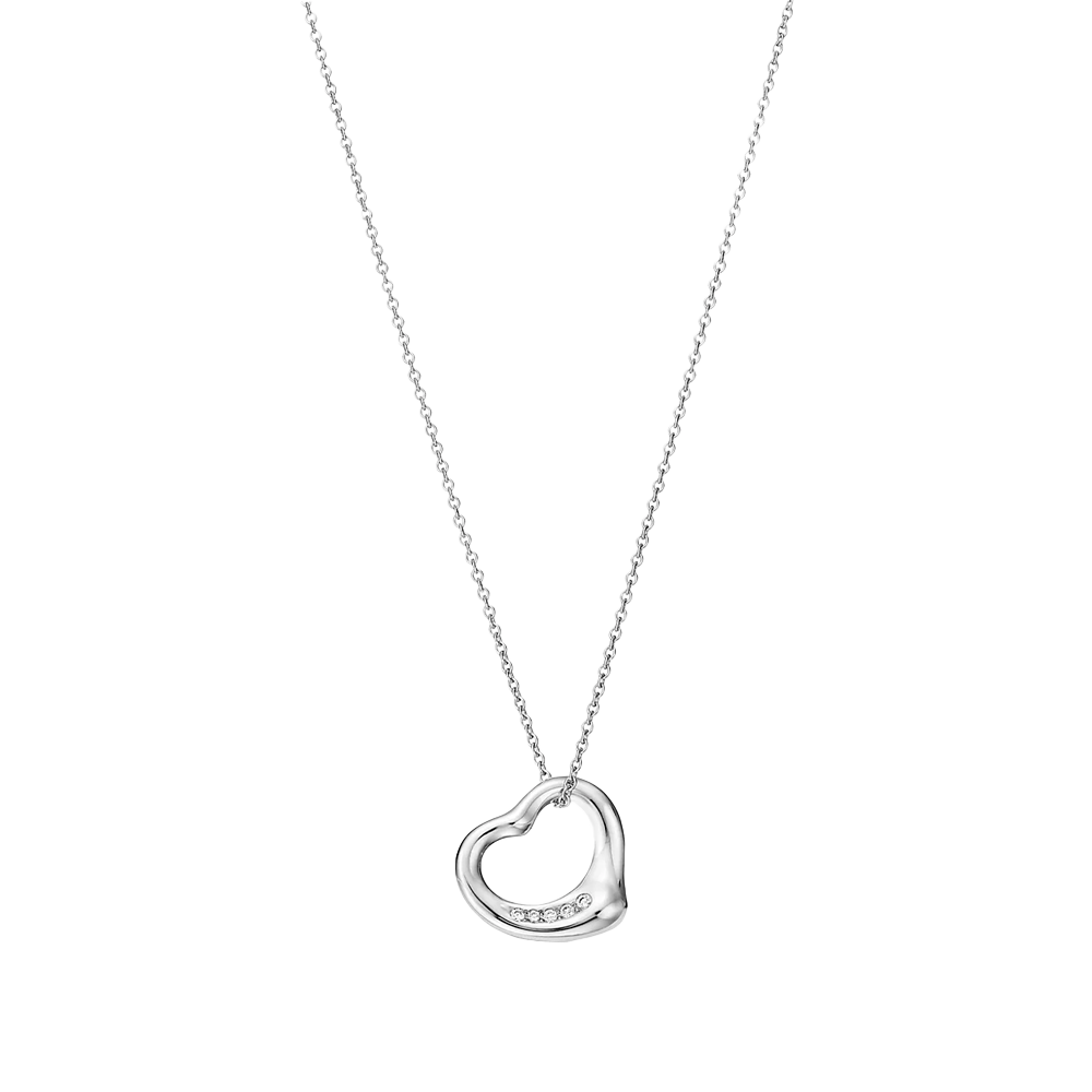 Elsa Peretti Colgante Open Heart 16mm Silver & Diamonds