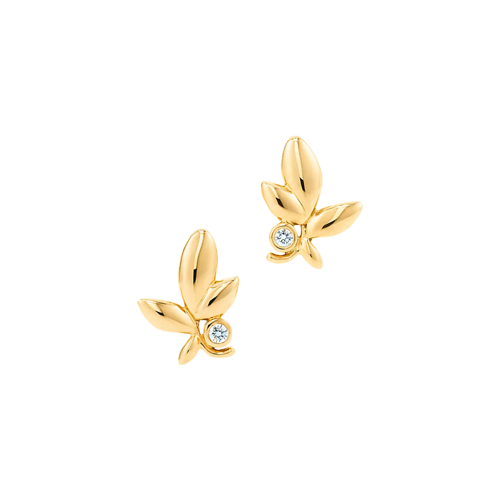 Paloma Picasso Pendientes Olive Leaf Yellow Gold & Diamonds