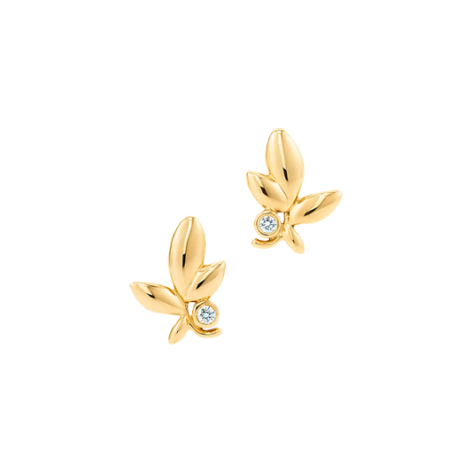 Paloma Picasso Pendientes Olive Leaf Yellow Gold & Diamonds