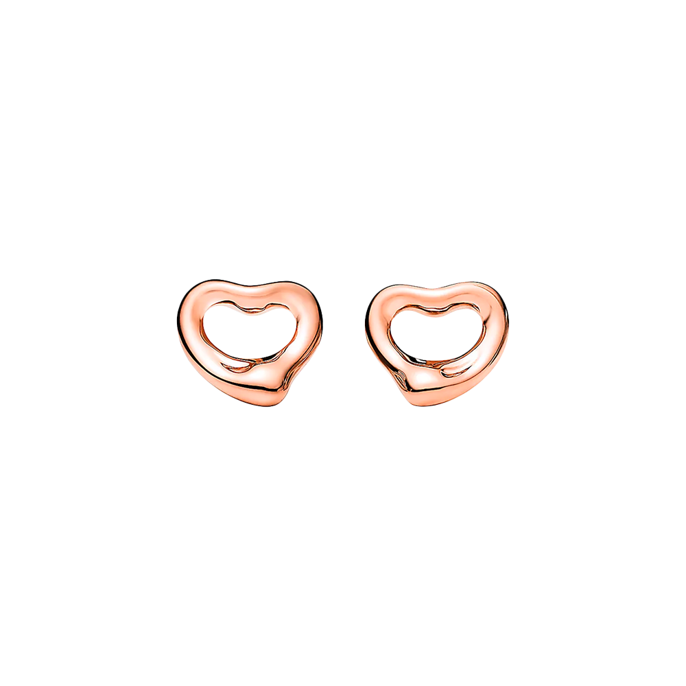 Elsa Peretti Pendientes Open Heart 07mm Rose Gold