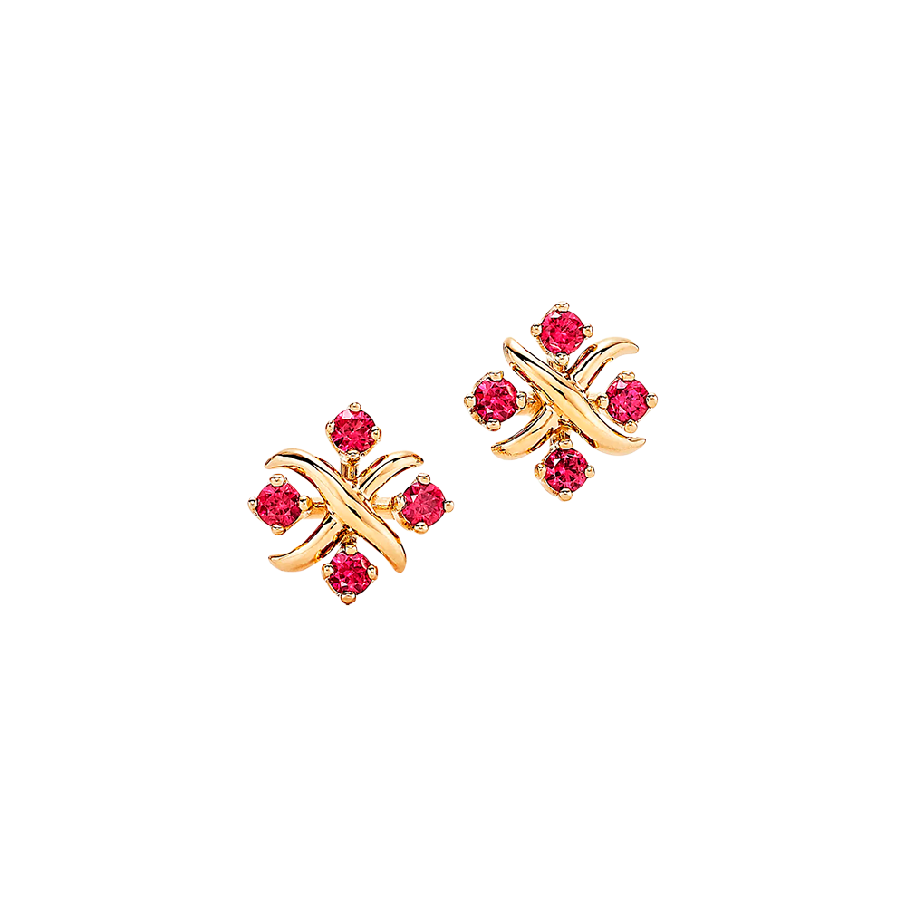 Tiffany by Jean Schlumberger Pendientes Lynn Yellow Gold & Rubies