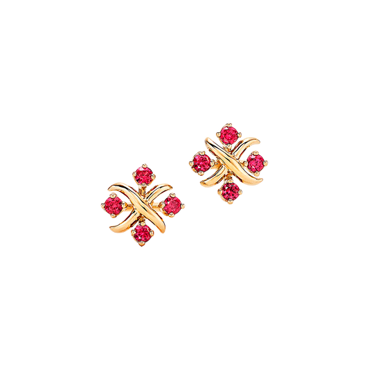 Tiffany by Jean Schlumberger Pendientes Lynn Yellow Gold & Rubies