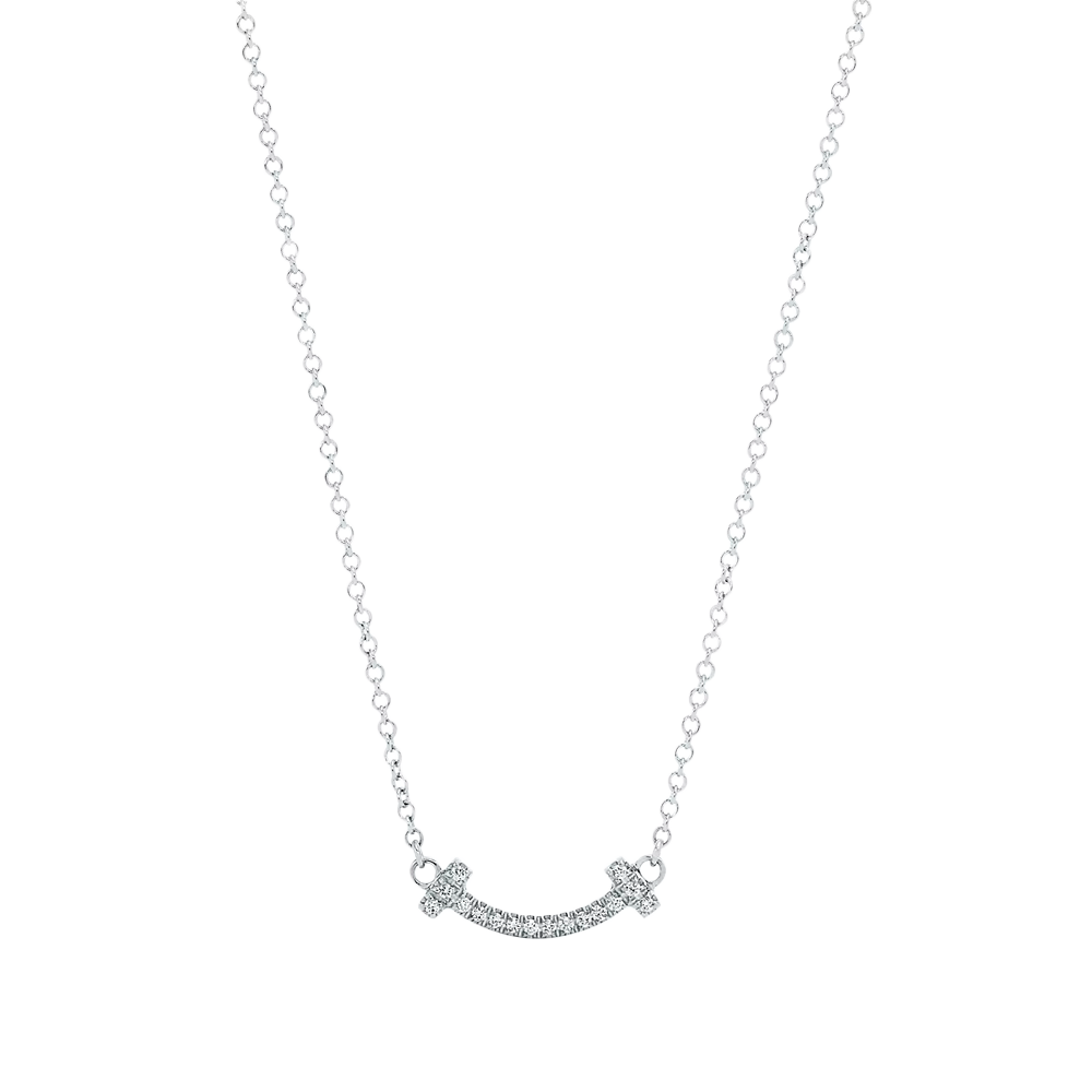 Tiffany T Colgante Smile Mini White Gold & Diamonds