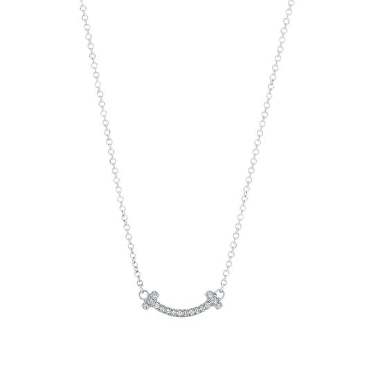 Tiffany T Colgante Smile Mini White Gold & Diamonds