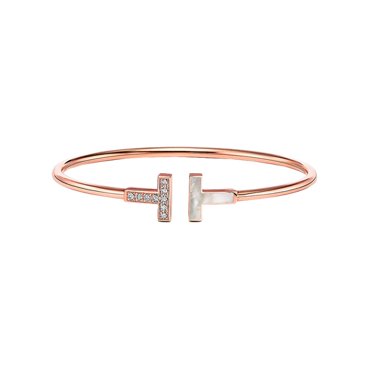 Tiffany T Brazalete Wire Rose Gold, Diamonds & Mother of Pearl