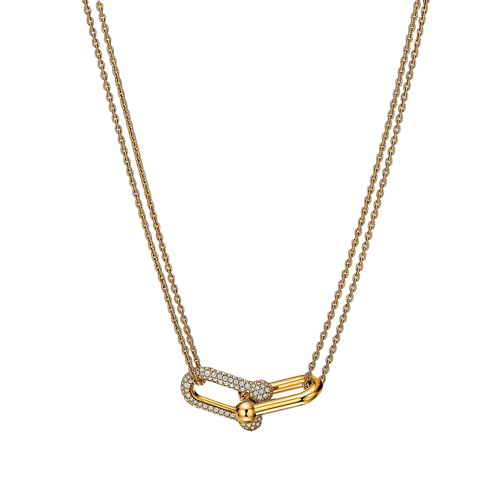 Tiffany HardWear Colgante Double Link Large Yellow Gold & Pavé Diamonds