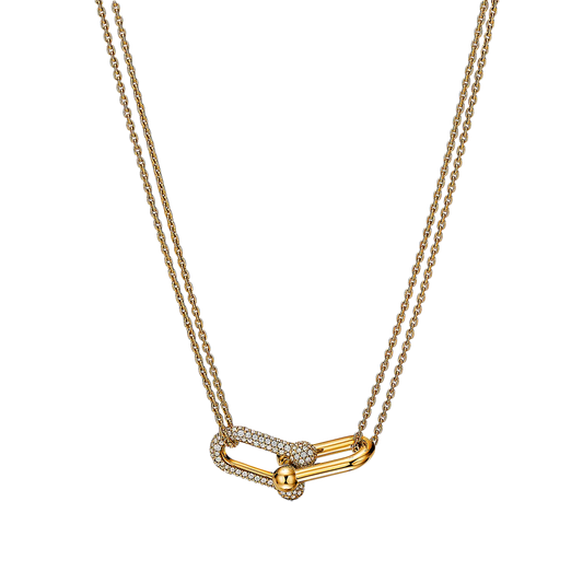 Tiffany HardWear Colgante Double Link Large Yellow Gold & Pavé Diamonds