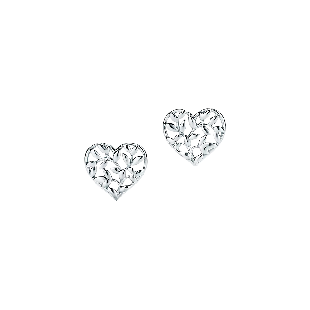 Paloma Piccaso Pendientes Olive Leaf Heart Silver