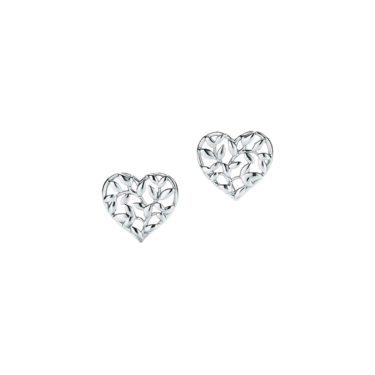 Paloma Piccaso Pendientes Olive Leaf Heart Silver