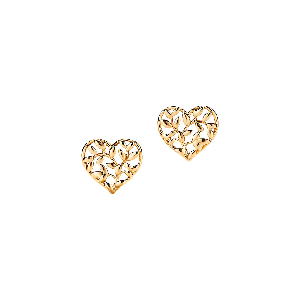 Paloma Piccaso Pendientes Olive Leaf Heart Yellow Gold