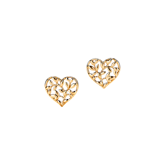 Paloma Piccaso Pendientes Olive Leaf Heart Yellow Gold