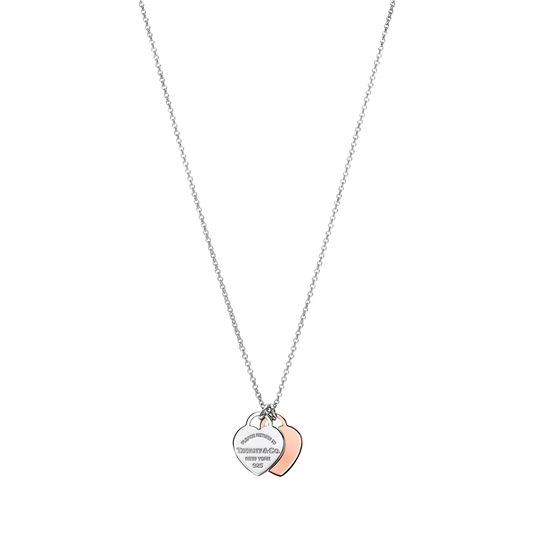 Return to Tiffany Colgante con Doble Placa de Corazón Silver & Rose Gold